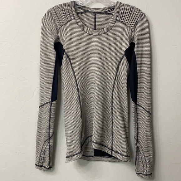 lululemon athletica Tops - Lululemon black and cream striped top size 4
